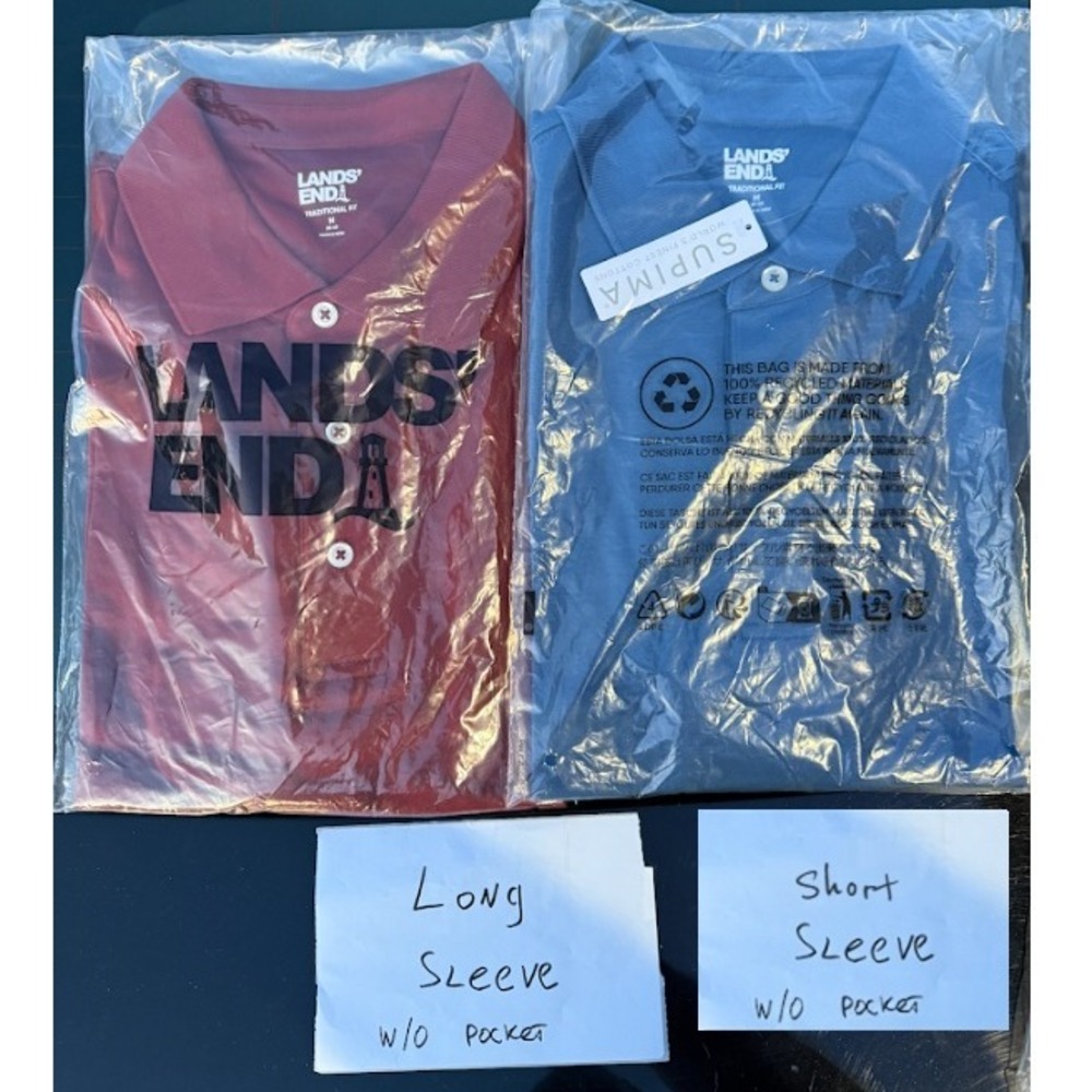 Lands' End Men's Medium Cotton Supima Polo Shirt – 2 Pack – Long, Short Sleeve‎